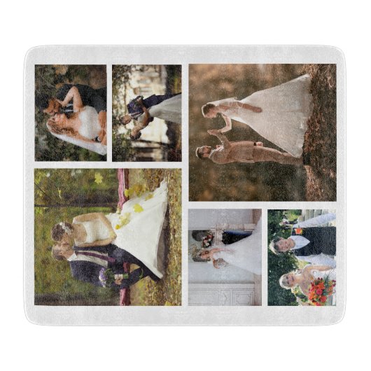 Creëer Uw eigen 6 foto bruiloft collage Snijplank (Voorkant)