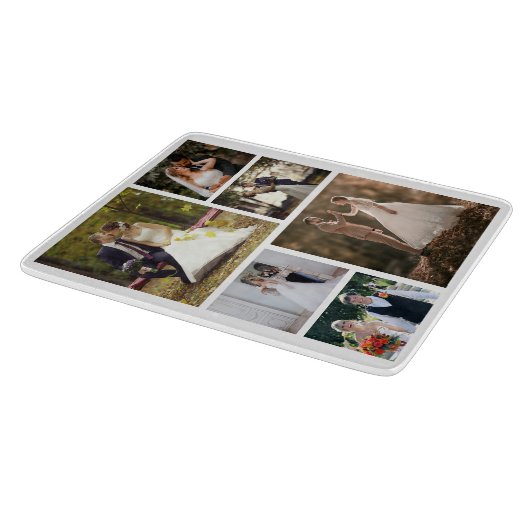 Creëer Uw eigen 6 foto bruiloft collage Snijplank (Hoek)