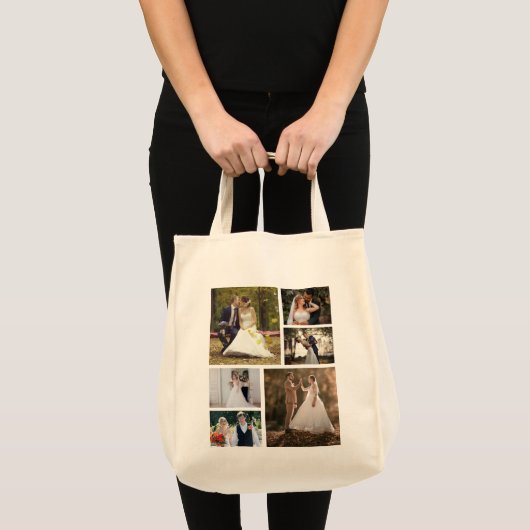 Creëer Uw eigen 6 foto bruiloft collage Tote Bag (Voorkant (product))