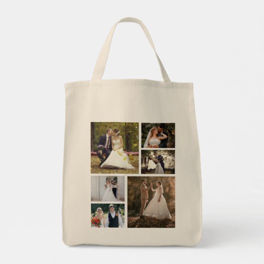 Creëer Uw eigen 6 foto bruiloft collage Tote Bag (Achterkant)