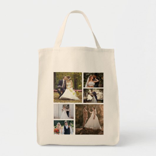 Creëer Uw eigen 6 foto bruiloft collage Tote Bag (Voorkant)