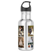 Creëer Uw eigen 6 foto bruiloft collage Waterfles (Voorkant)