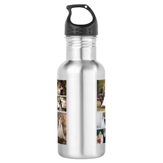 Creëer Uw eigen 6 foto bruiloft collage Waterfles (Achterkant)