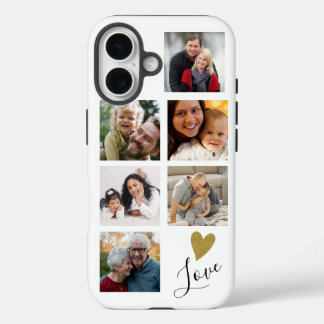 Creëer Uw Eigen 6 Foto Collage Familie Liefde iPhone 16 Hoesje