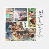 Creëer uw eigen 6 foto collage familienaam fleece deken (Voorkant (Horizontaal))