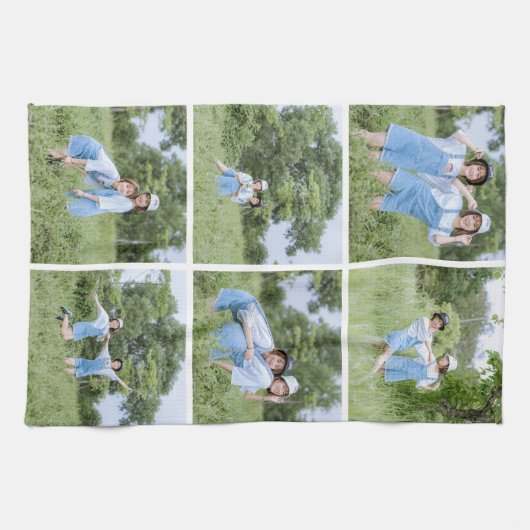 Creëer Uw Eigen 6 Foto Collage Keuken Handdoeken (Horizontaal)