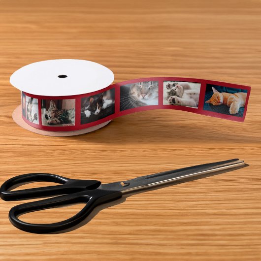 Creëer Uw Eigen 6 Foto Collage Rode Film Strip Satijnen Lint