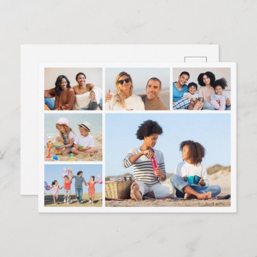 Creëer Uw eigen 6 Fotocollage Briefkaart (Voorkant / Achterkant)