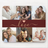 Creëer Uw Eigen 6 Fotocollage Custom Red Gold Muismat (Voorkant)