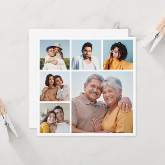 Creëer Uw Eigen 6 Fotocollage Groet Kaart (Voorkant / Achterkant in situ)