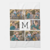 Creëer Uw Eigen 6 Fotocollage - Monogram Wit Theedoek (Verticaal)