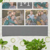 Creëer Uw Eigen 6 Fotocollage - Monogram Wit Theedoek (Gevouwen)