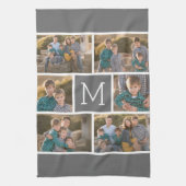 Creëer Uw Eigen 6 Fotocollage - Monogram Wit Theedoek (Verticaal)