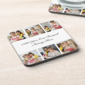 Creëer Uw eigen 6 Fotocollage Voeg uw groet toe Bier Onderzetter (Linkerzijde)