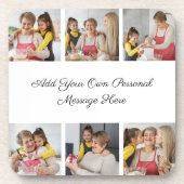 Creëer Uw eigen 6 Fotocollage Voeg uw groet toe Bier Onderzetter (Voorkant)