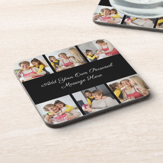 Creëer Uw eigen 6 Fotocollage Voeg uw groet toe Bier Onderzetter (Linkerzijde)