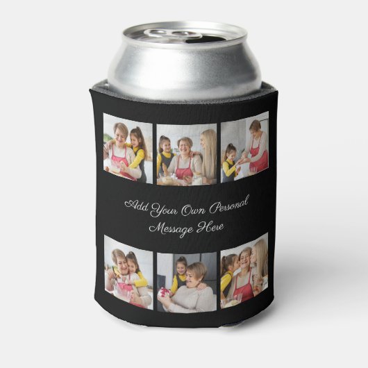 Creëer Uw eigen 6 Fotocollage Voeg uw groet toe Blikjeskoeler (Blikje Achterkant)