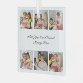 Creëer Uw eigen 6 Fotocollage Voeg uw groet toe Glas Ornament (Voorkant links)