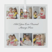 Creëer Uw eigen 6 Fotocollage Voeg uw groet toe Glas Ornament (Voorkant)