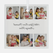 Creëer Uw eigen 6 Fotocollage Voeg uw groet toe Glas Ornament (Achterkant)