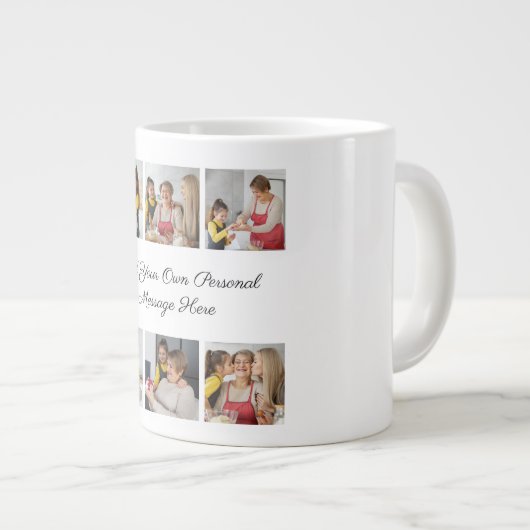 Creëer Uw eigen 6 Fotocollage Voeg uw groet toe Grote Koffiekop (Voorkant rechts)