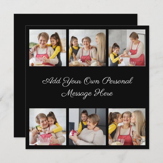 Creëer Uw eigen 6 Fotocollage Voeg uw groet toe Kaart (Voorkant / Achterkant)