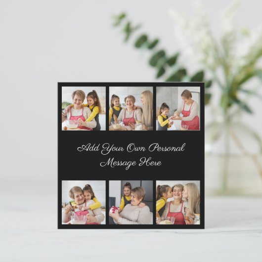 Creëer Uw eigen 6 Fotocollage Voeg uw groet toe Kaart (Staand voorkant)