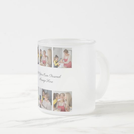 Creëer Uw eigen 6 Fotocollage Voeg uw groet toe Matglas Koffiemok (Voorkant rechts)