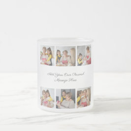 Creëer Uw eigen 6 Fotocollage Voeg uw groet toe Matglas Koffiemok