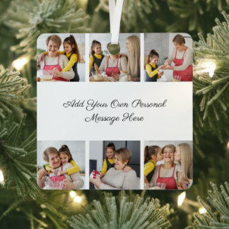 Creëer Uw eigen 6 Fotocollage Voeg uw groet toe Metalen Ornament