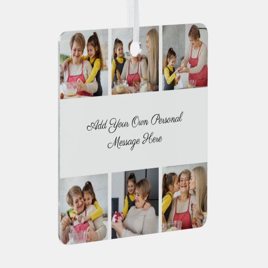 Creëer Uw eigen 6 Fotocollage Voeg uw groet toe Metalen Ornament (Voorkant Rechts)