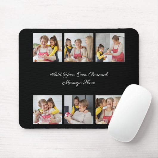 Creëer Uw eigen 6 Fotocollage Voeg uw groet toe Muismat (Met muis)