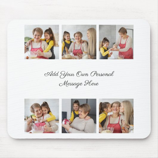 Creëer Uw eigen 6 Fotocollage Voeg uw groet toe Muismat (Voorkant)