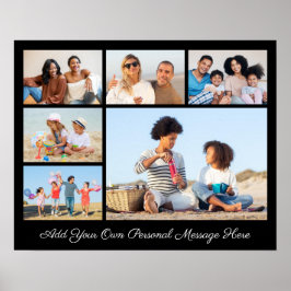 Creëer Uw eigen 6 Fotocollage Voeg uw groet toe Poster