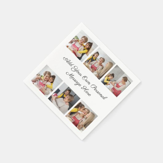 Creëer Uw eigen 6 Fotocollage Voeg uw groet toe Servet (Hoek)