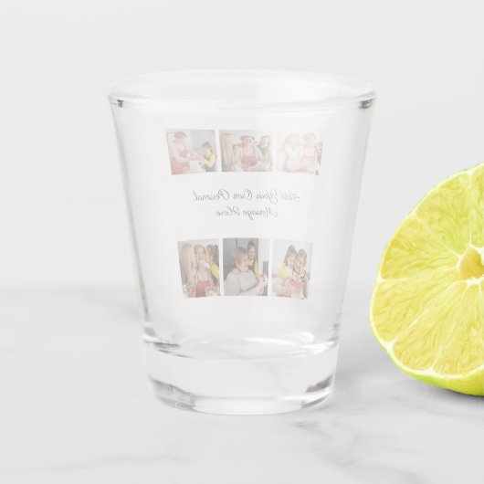 Creëer Uw eigen 6 Fotocollage Voeg uw groet toe Shot Glas (Achterkant)