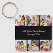 Creëer Uw eigen 6 Fotocollage Voeg uw groet toe Sleutelhanger (Voorkant)