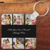 Creëer Uw eigen 6 Fotocollage Voeg uw groet toe Sleutelhanger (Achterkant)