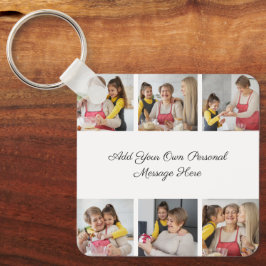 Creëer Uw eigen 6 Fotocollage Voeg uw groet toe Sleutelhanger