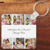 Creëer Uw eigen 6 Fotocollage Voeg uw groet toe Sleutelhanger (Achterkant)