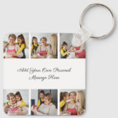 Creëer Uw eigen 6 Fotocollage Voeg uw groet toe Sleutelhanger (Achterkant)