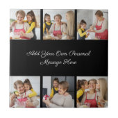 Creëer Uw eigen 6 Fotocollage Voeg uw groet toe Tegeltje (Voorkant)