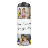 Creëer Uw eigen 6 Fotocollage Voeg uw groet toe Thermosbeker (Voorkant)