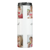 Creëer Uw eigen 6 Fotocollage Voeg uw groet toe Thermosbeker (Achterkant)