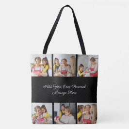 Creëer Uw eigen 6 Fotocollage Voeg uw groet toe Tote Bag