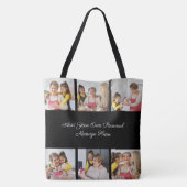 Creëer Uw eigen 6 Fotocollage Voeg uw groet toe Tote Bag (Achterkant)