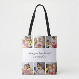 Creëer Uw eigen 6 Fotocollage Voeg uw groet toe Tote Bag