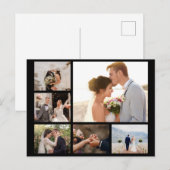 Creëer Uw Eigen 6 Fotocollage Zwart Feestdagenkaart (Voorkant / Achterkant)