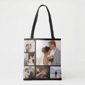 Creëer Uw Eigen 6 Fotocollage Zwart Tote Bag (Voorkant)