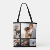 Creëer Uw Eigen 6 Fotocollage Zwart Tote Bag (Achterkant)
